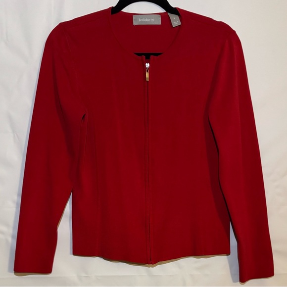 Liz Claiborne Sweaters - Liz Claiborne Women’s Cherry Red Top Sweater. With Zip Closure 
Medium. NWOT